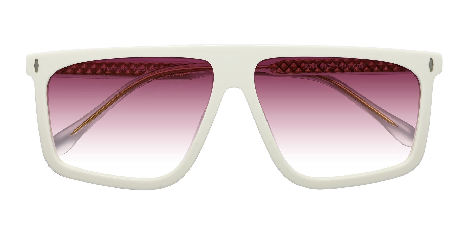 Folded Front of Vazquez in White/Gold with Wine Gradient Lenses