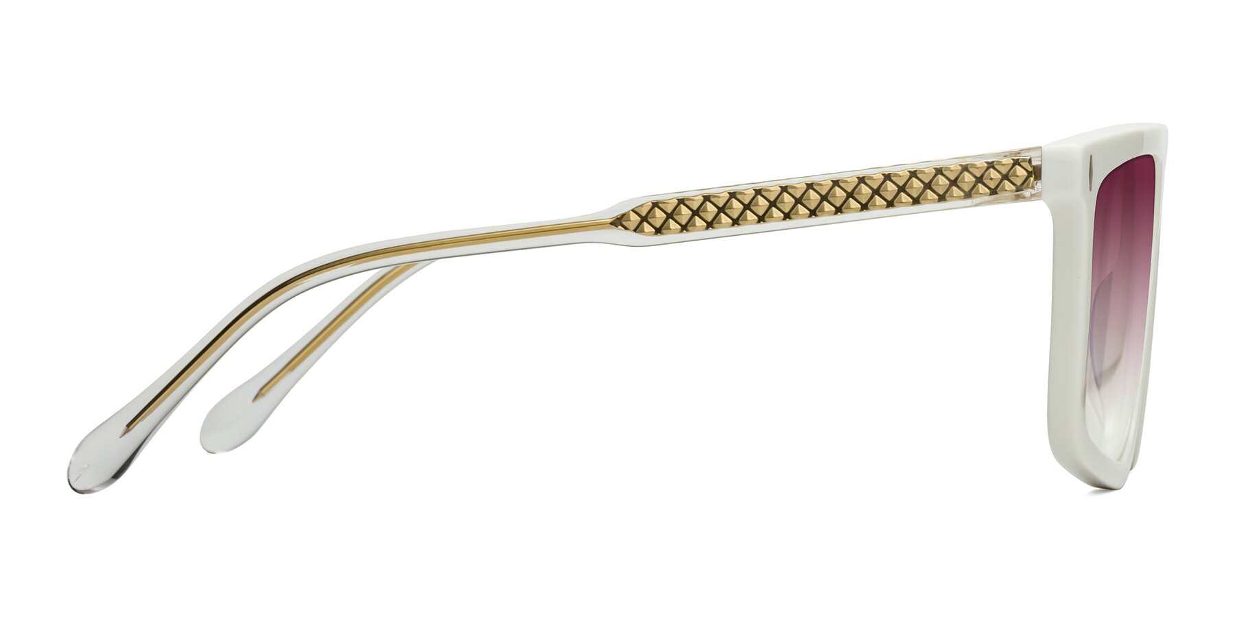 Side of Vazquez in White/Gold with Wine Gradient Lenses