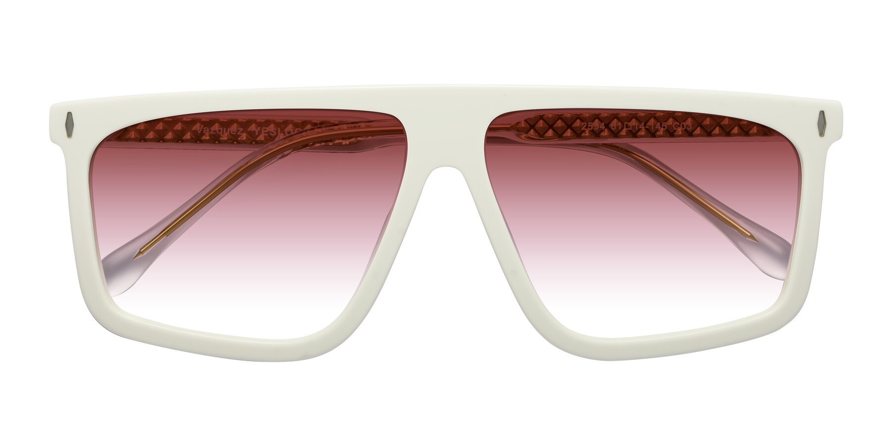 Folded Front of Vazquez in White/Gold with Garnet Gradient Lenses