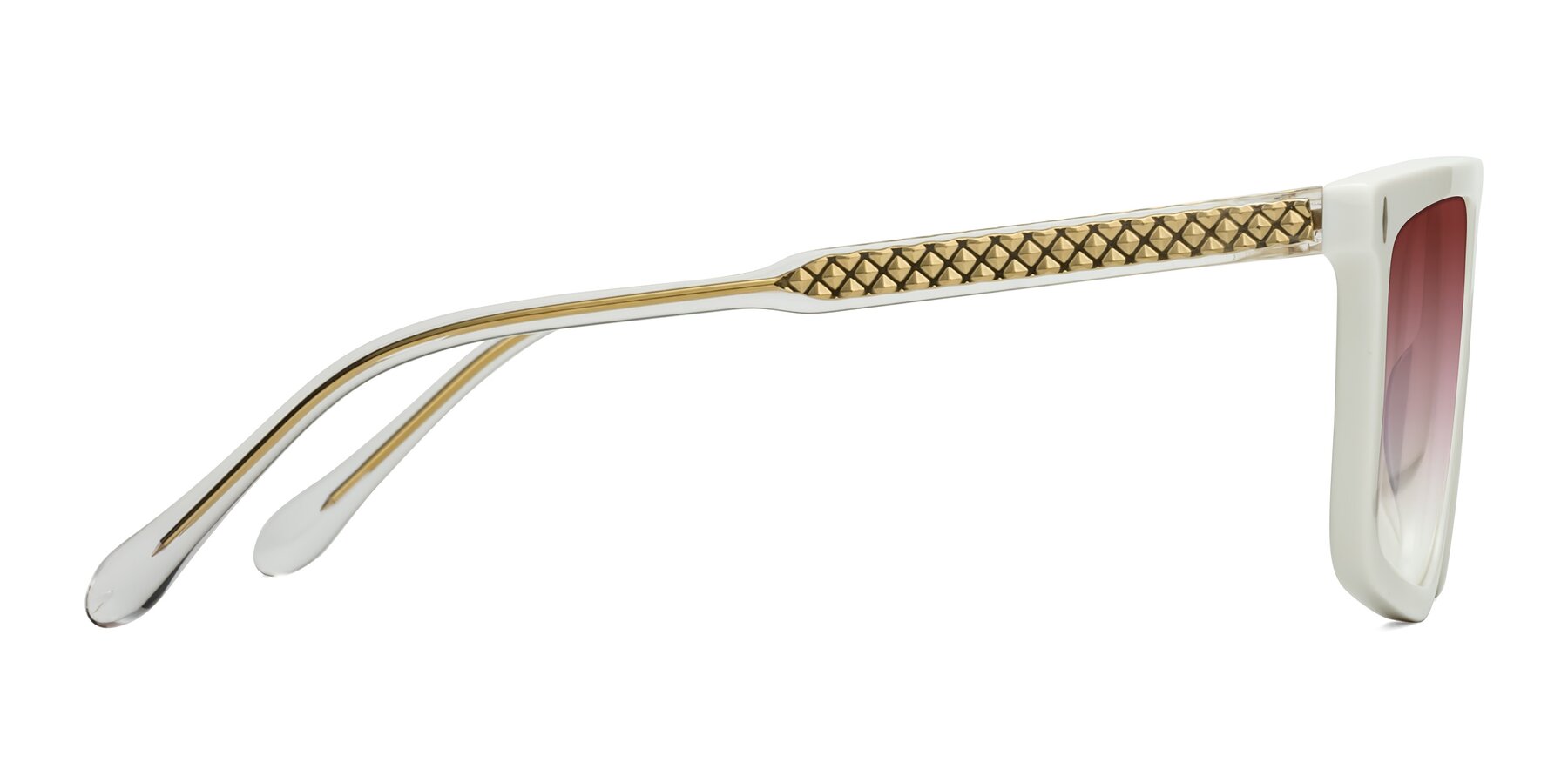 Side of Vazquez in White/Gold with Garnet Gradient Lenses