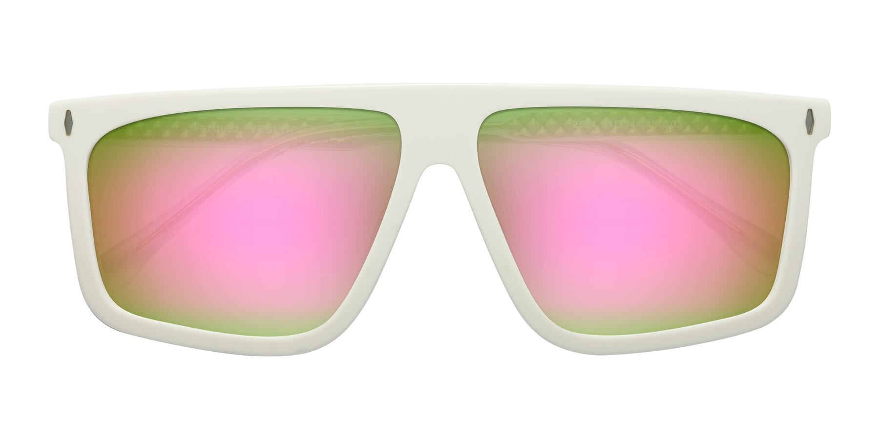 Folded Front of Vazquez in White/Gold with Pink Mirrored Lenses