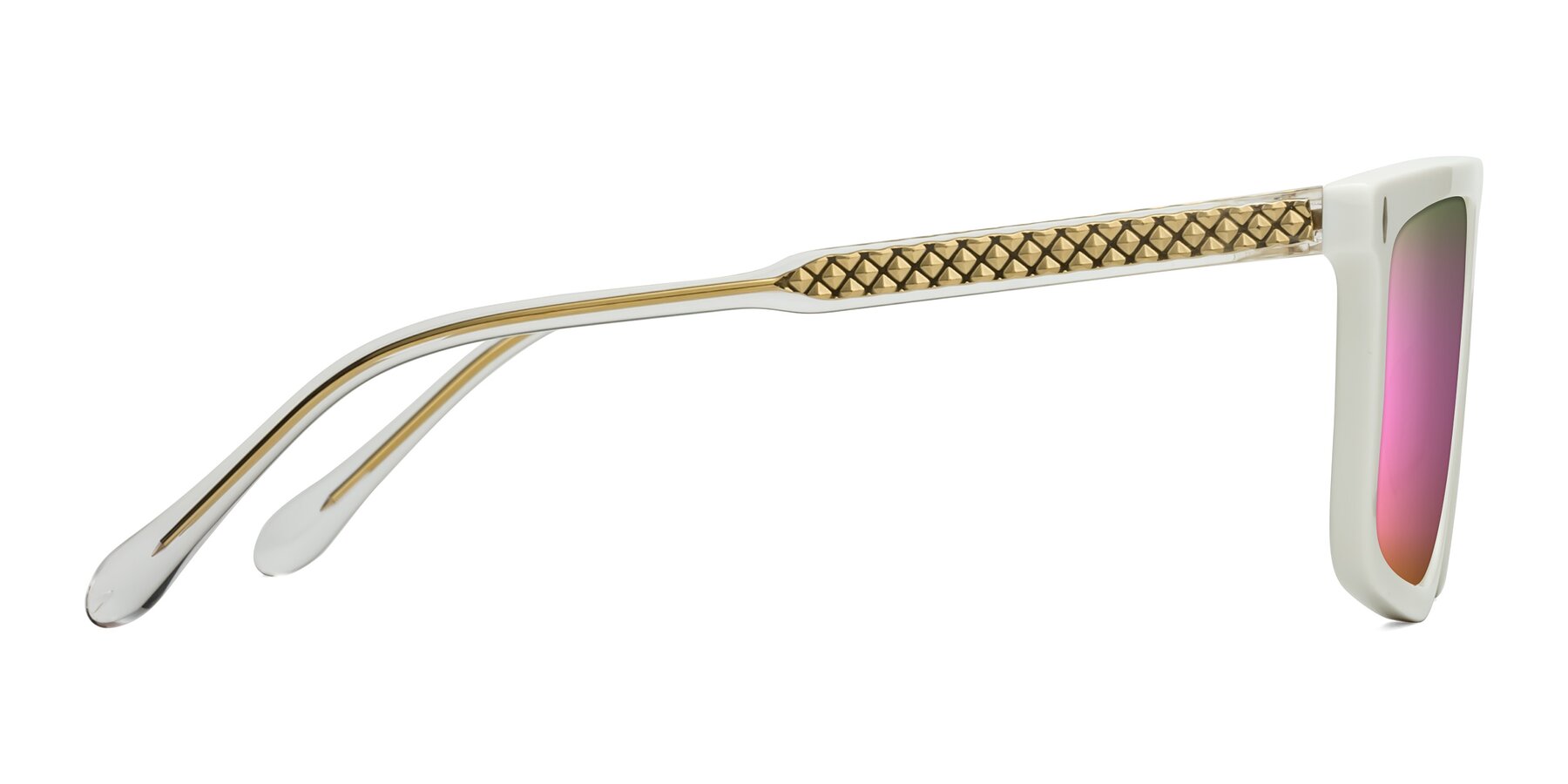 Side of Vazquez in White/Gold with Pink Mirrored Lenses