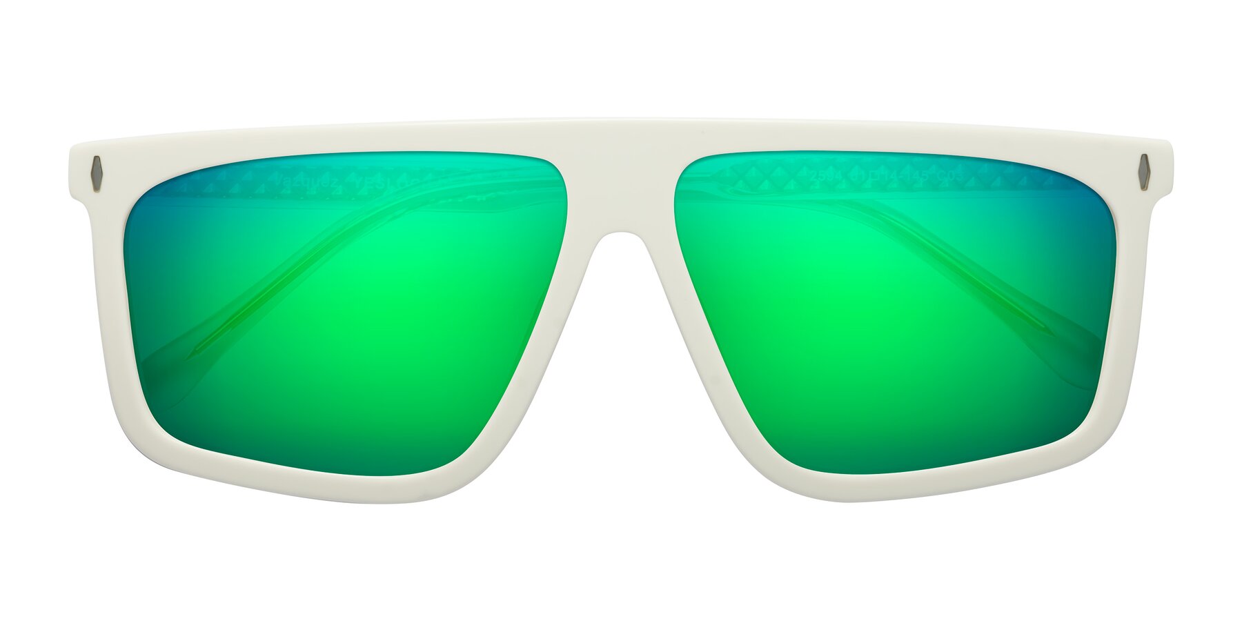 Folded Front of Vazquez in White/Gold with Green Mirrored Lenses