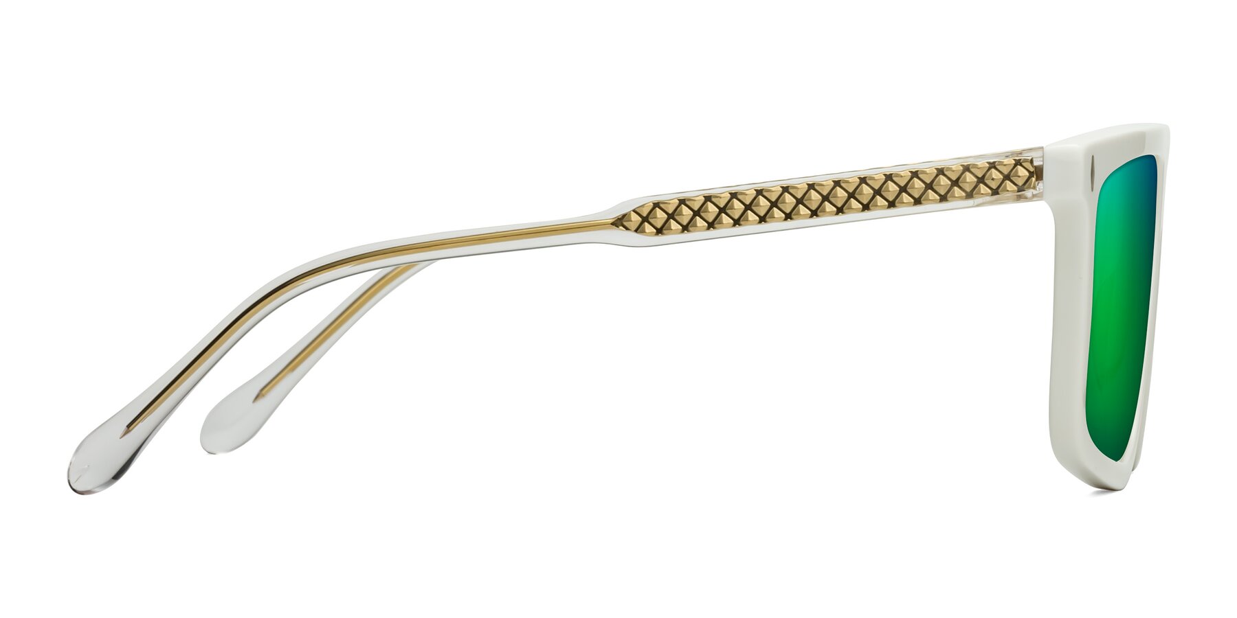 Side of Vazquez in White/Gold with Green Mirrored Lenses