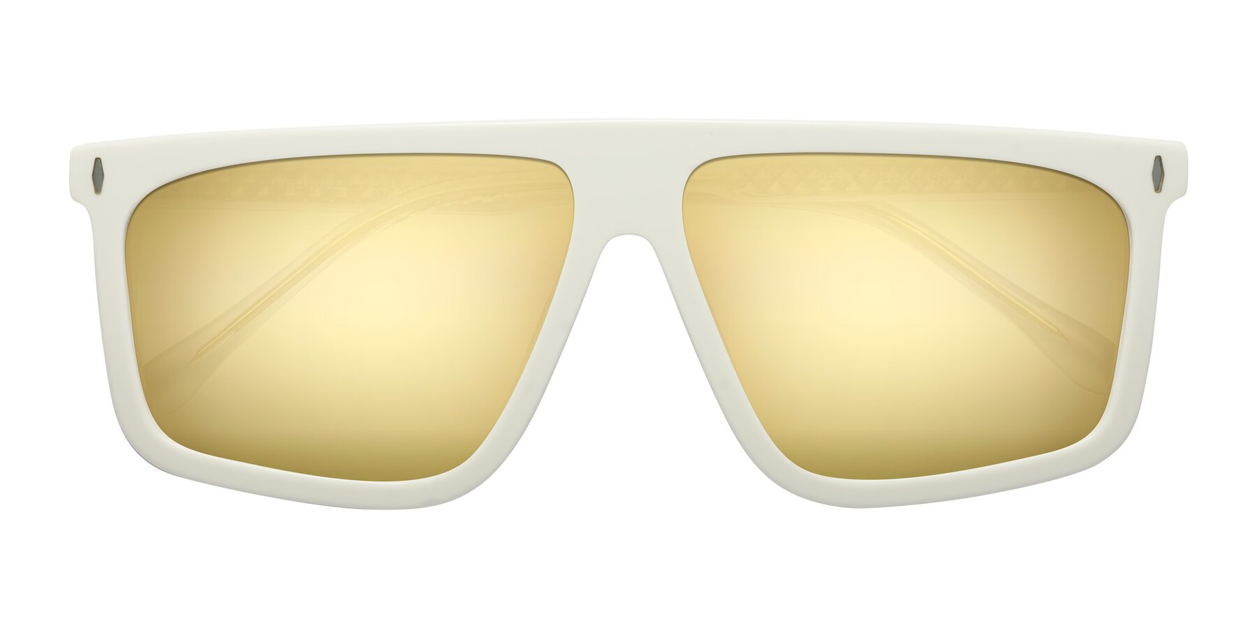 Folded Front of Vazquez in White/Gold with Gold Mirrored Lenses