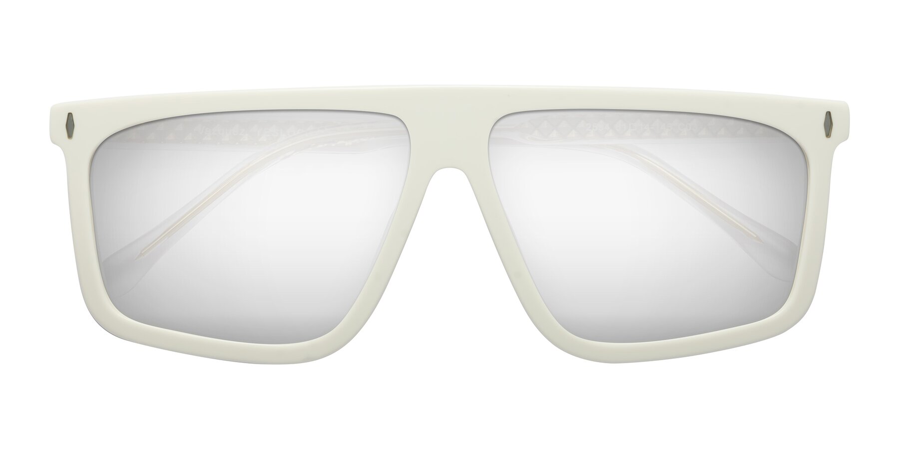 Folded Front of Vazquez in White/Gold with Silver Mirrored Lenses