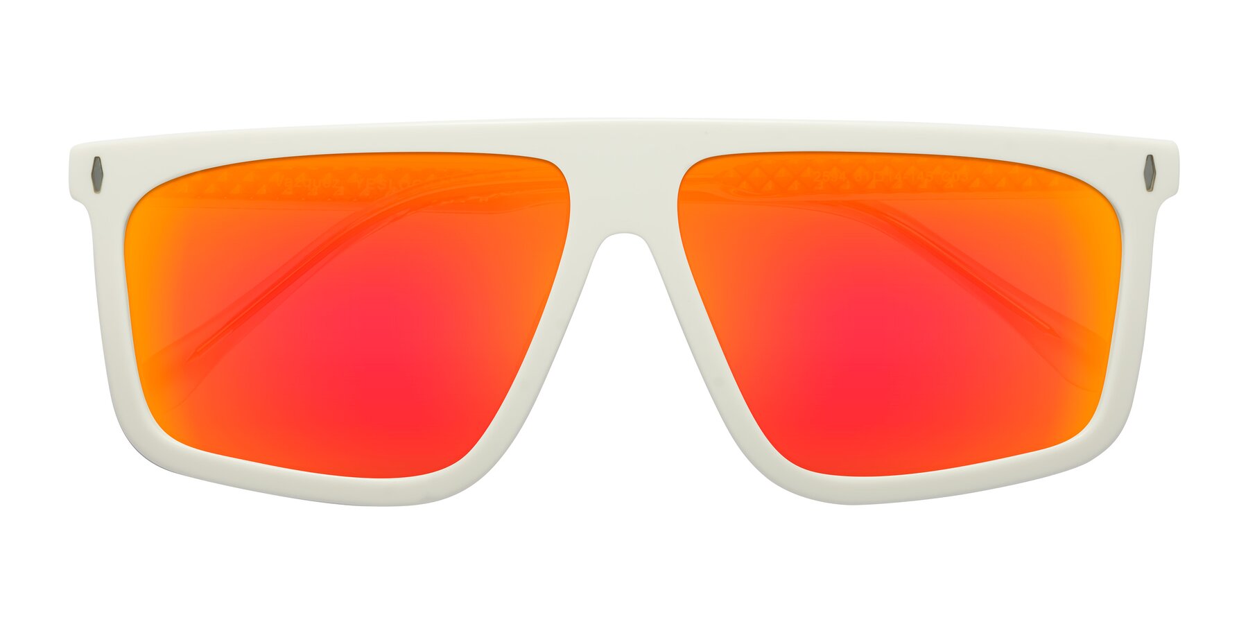 Folded Front of Vazquez in White/Gold with Red Gold Mirrored Lenses