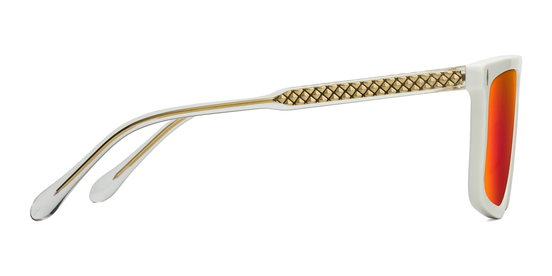 Side of Vazquez in White/Gold with Red Gold Mirrored Lenses
