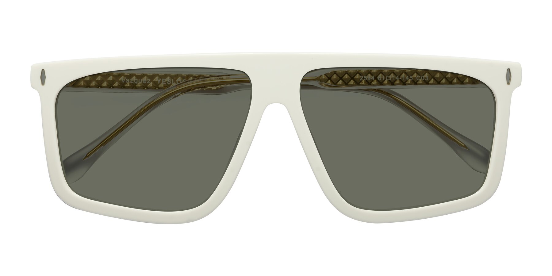 Folded Front of Vazquez in White/Gold with Gray Polarized Lenses