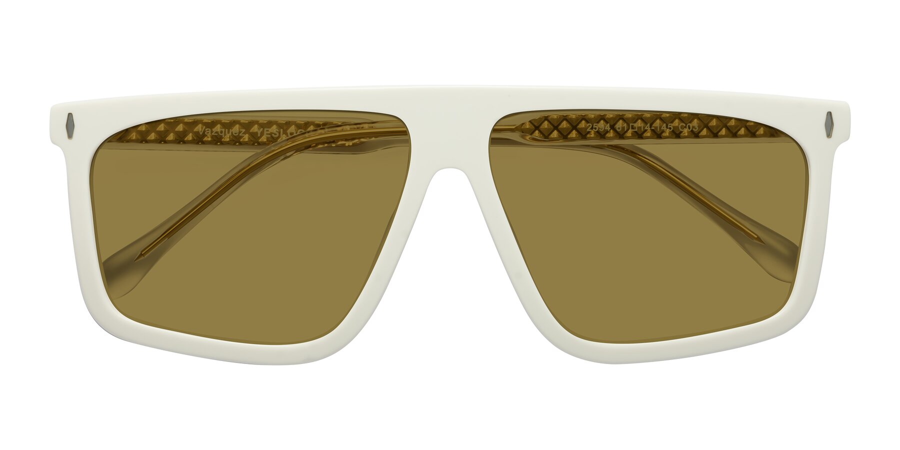 Folded Front of Vazquez in White/Gold with Brown Polarized Lenses