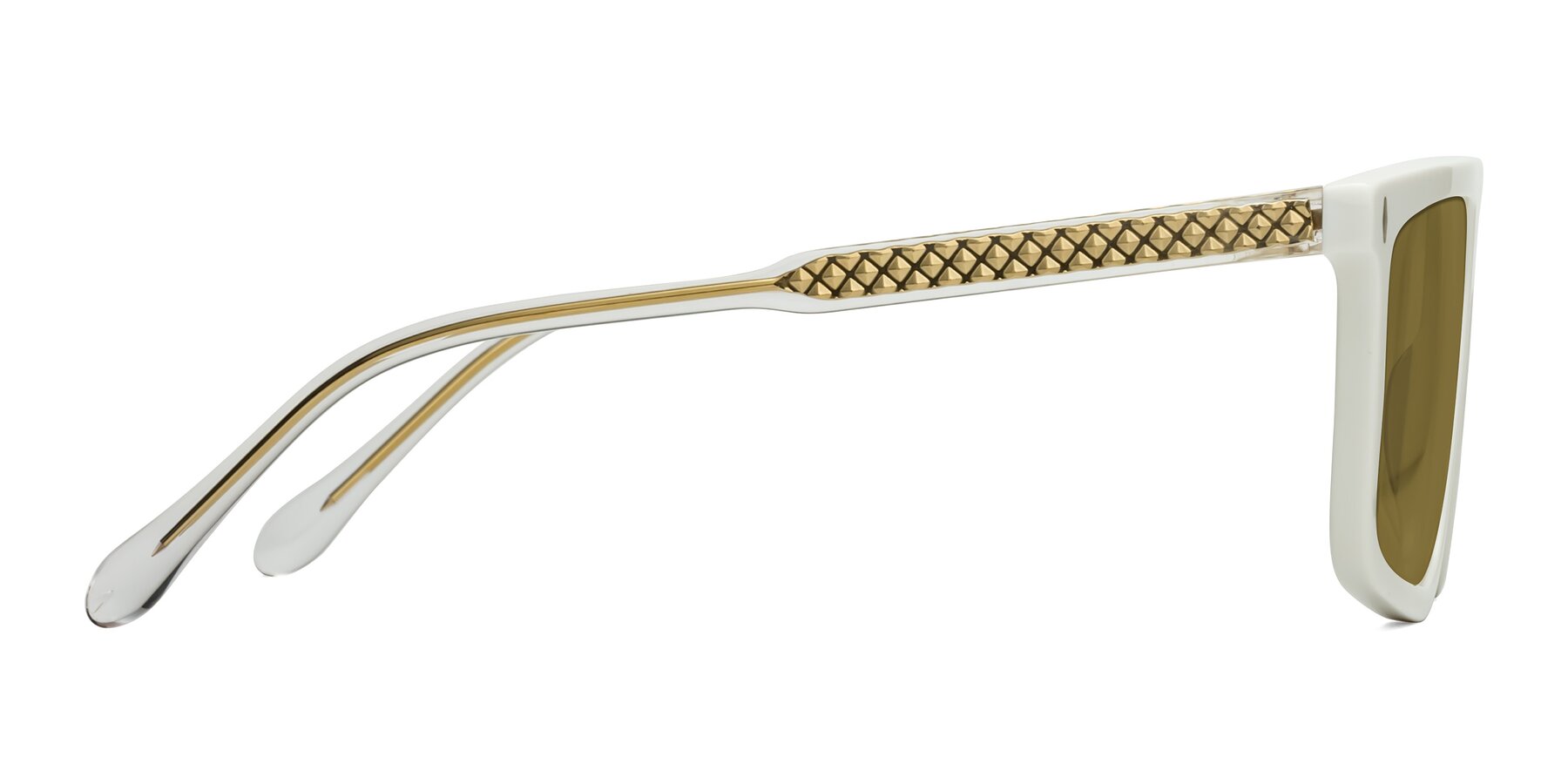 Side of Vazquez in White/Gold with Brown Polarized Lenses