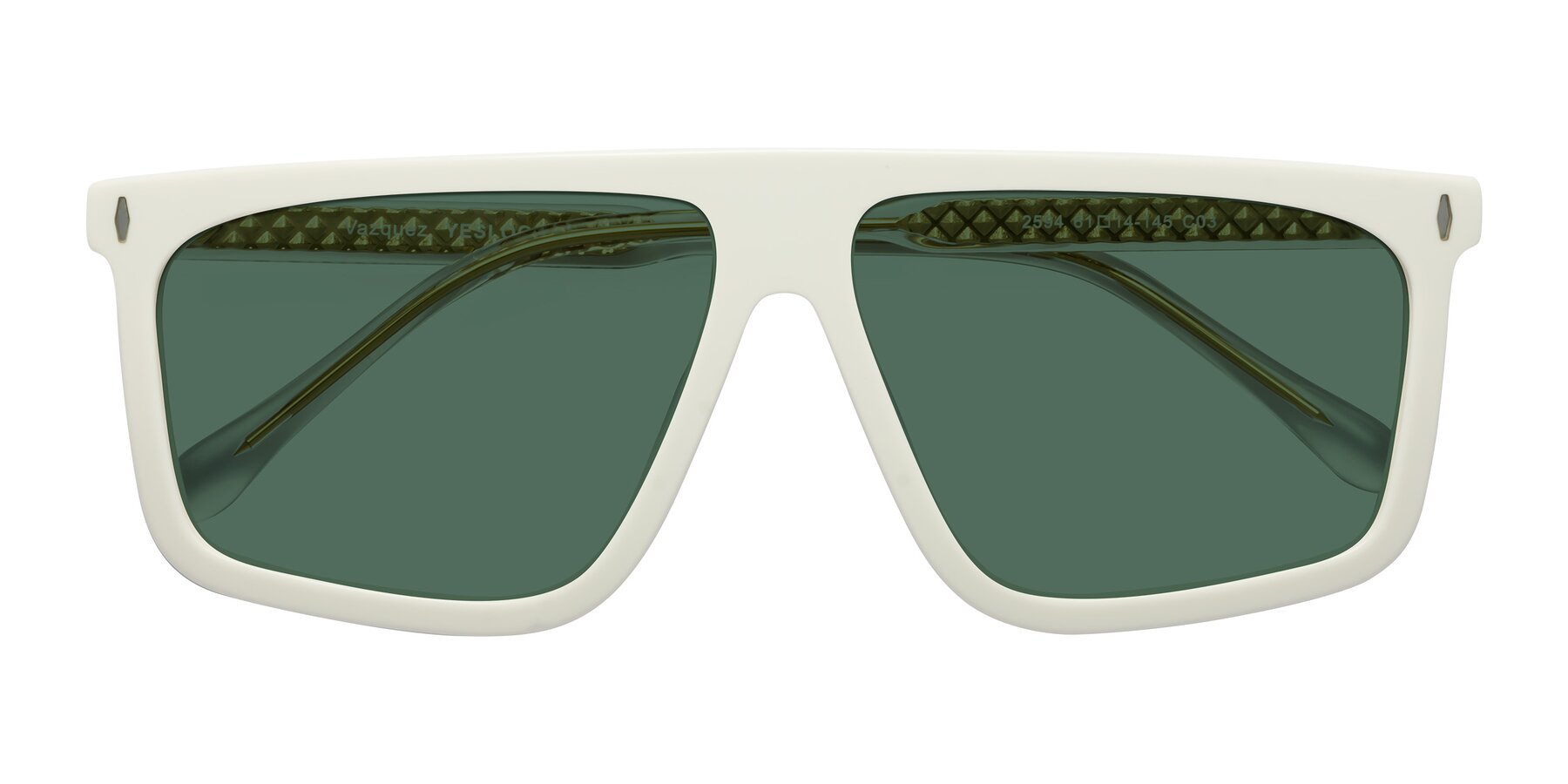 Folded Front of Vazquez in White/Gold with Green Polarized Lenses
