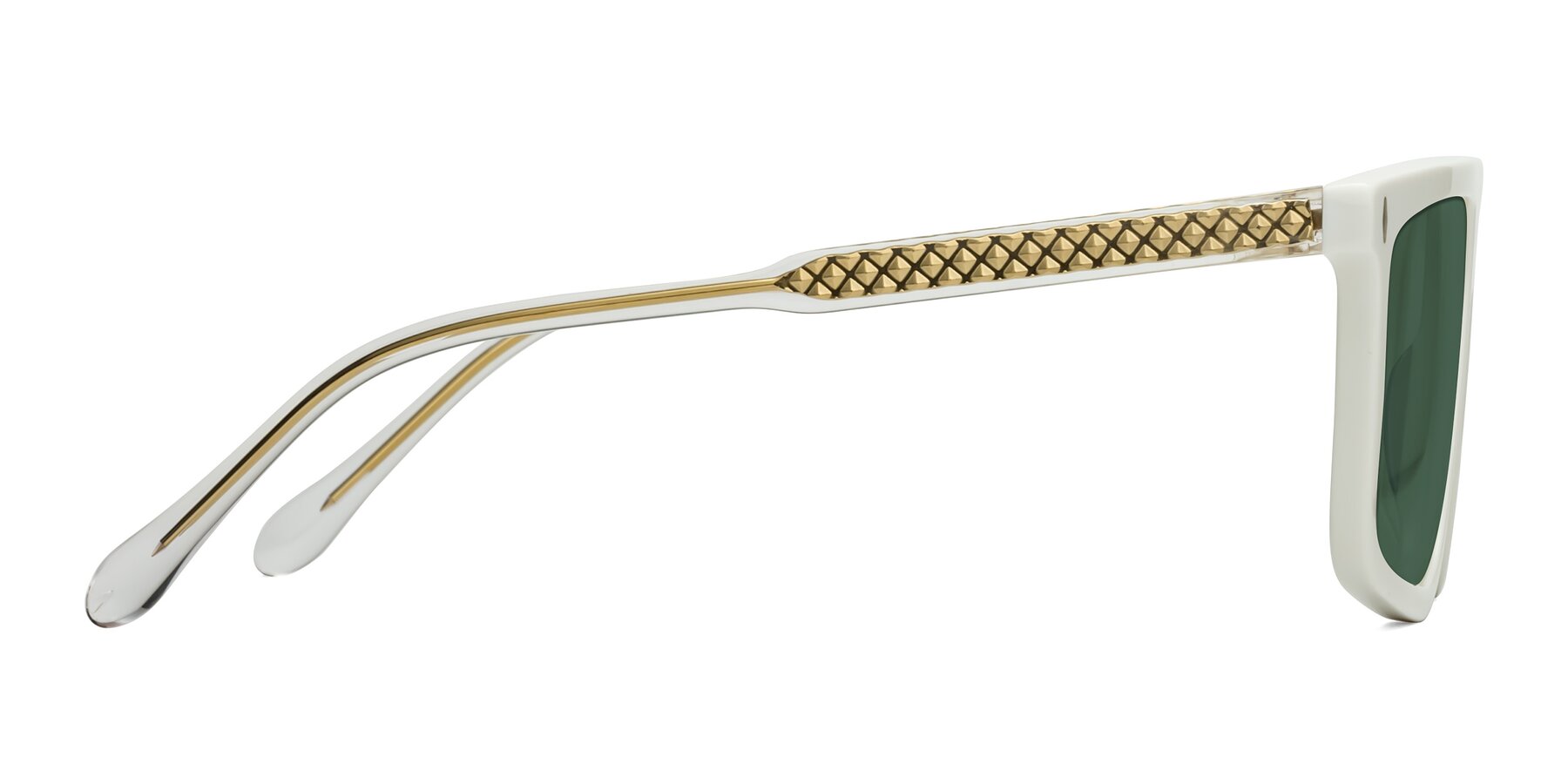 Side of Vazquez in White/Gold with Green Polarized Lenses