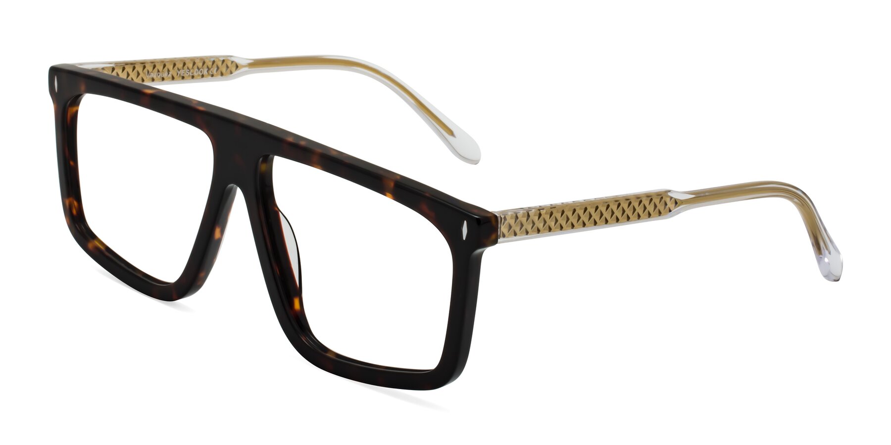 Angle of Vazquez in Tortoise/Gold with Clear Eyeglass Lenses