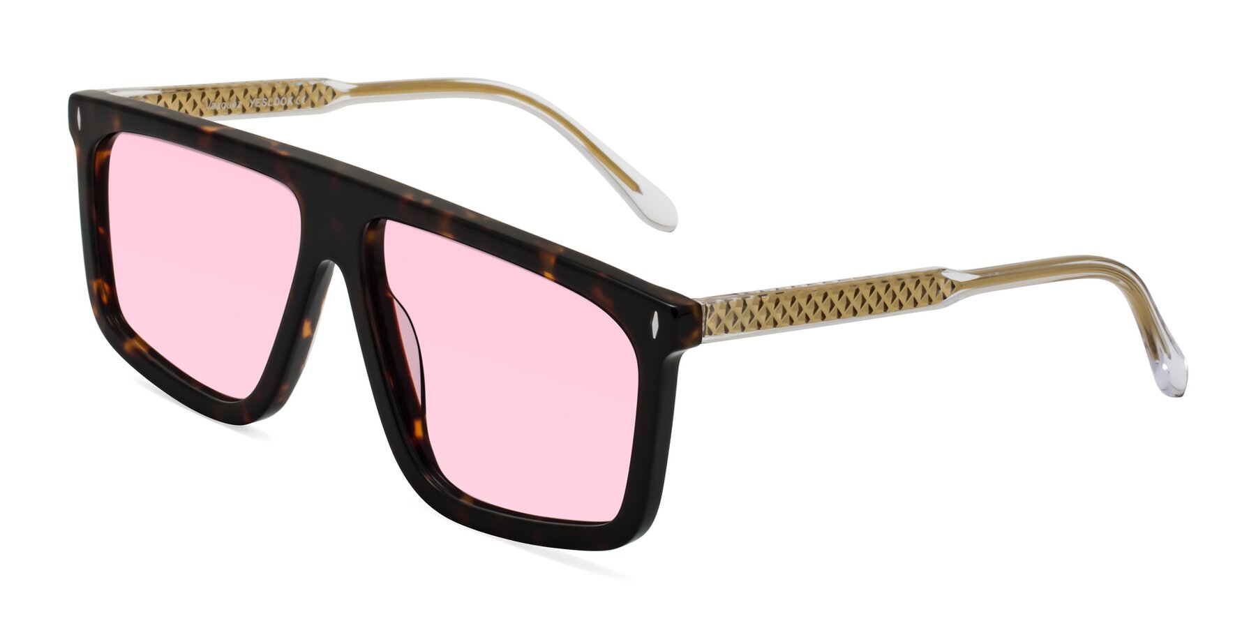 Angle of Vazquez in Tortoise/Gold with Light Pink Tinted Lenses