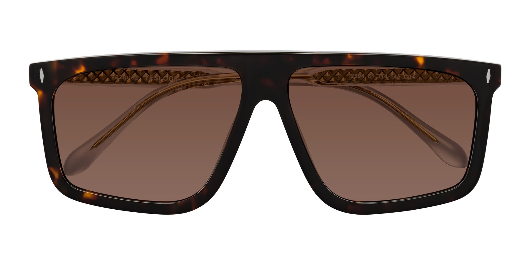 Folded Front of Vazquez in Tortoise/Gold with Brown Tinted Lenses