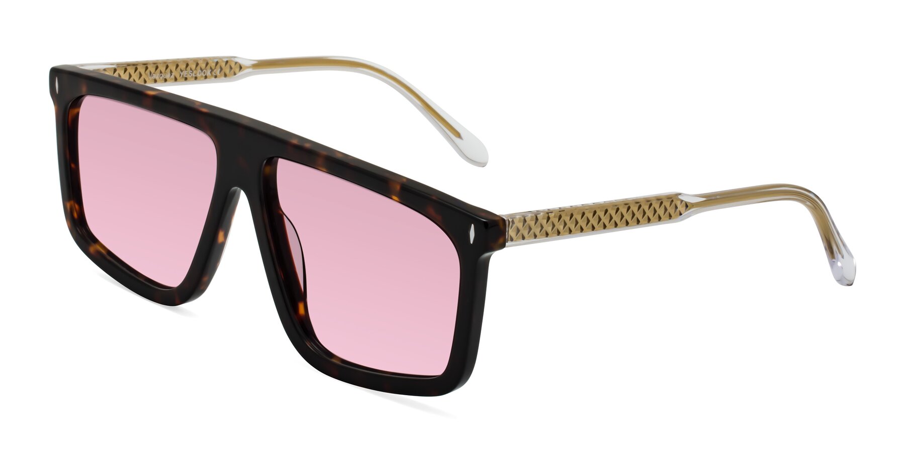 Angle of Vazquez in Tortoise/Gold with Light Wine Tinted Lenses