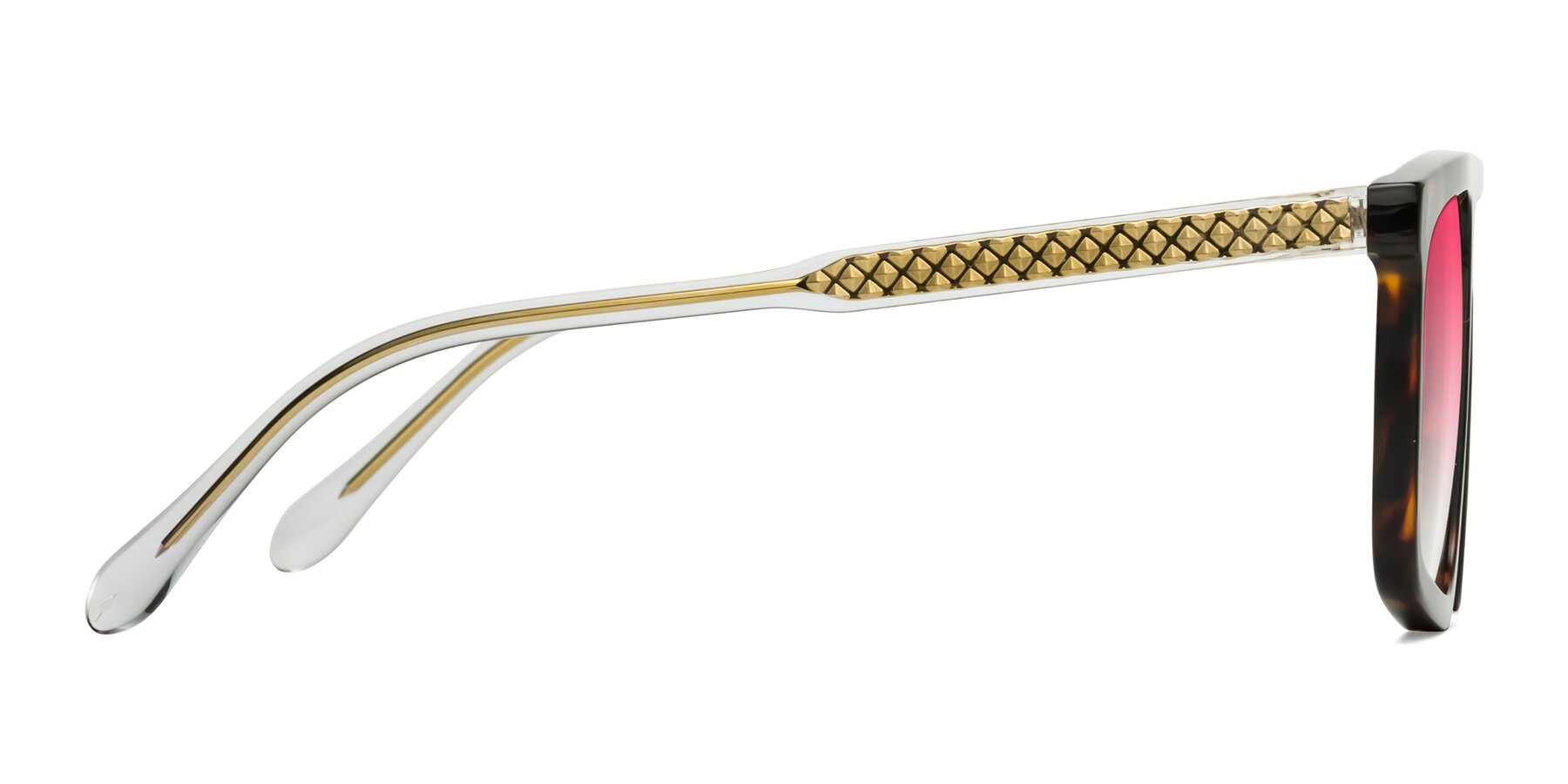 Side of Vazquez in Tortoise/Gold with Pink Gradient Lenses