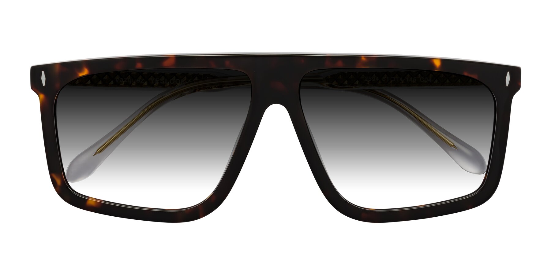 Folded Front of Vazquez in Tortoise/Gold with Gray Gradient Lenses