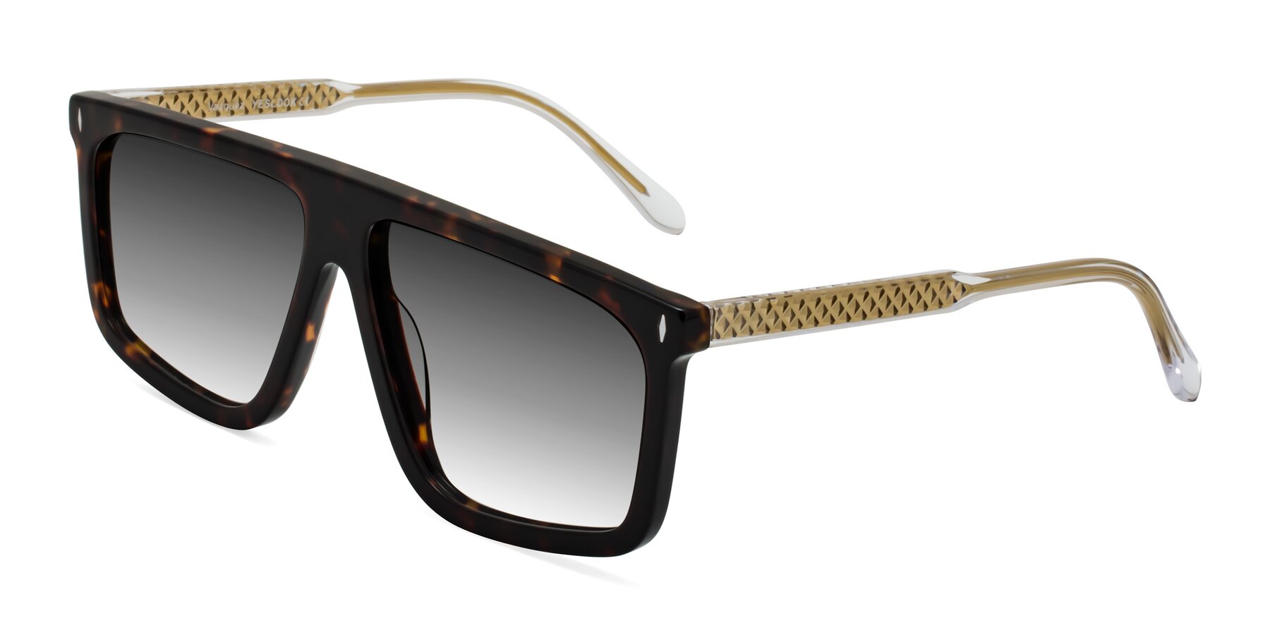 Angle of Vazquez in Tortoise/Gold with Gray Gradient Lenses