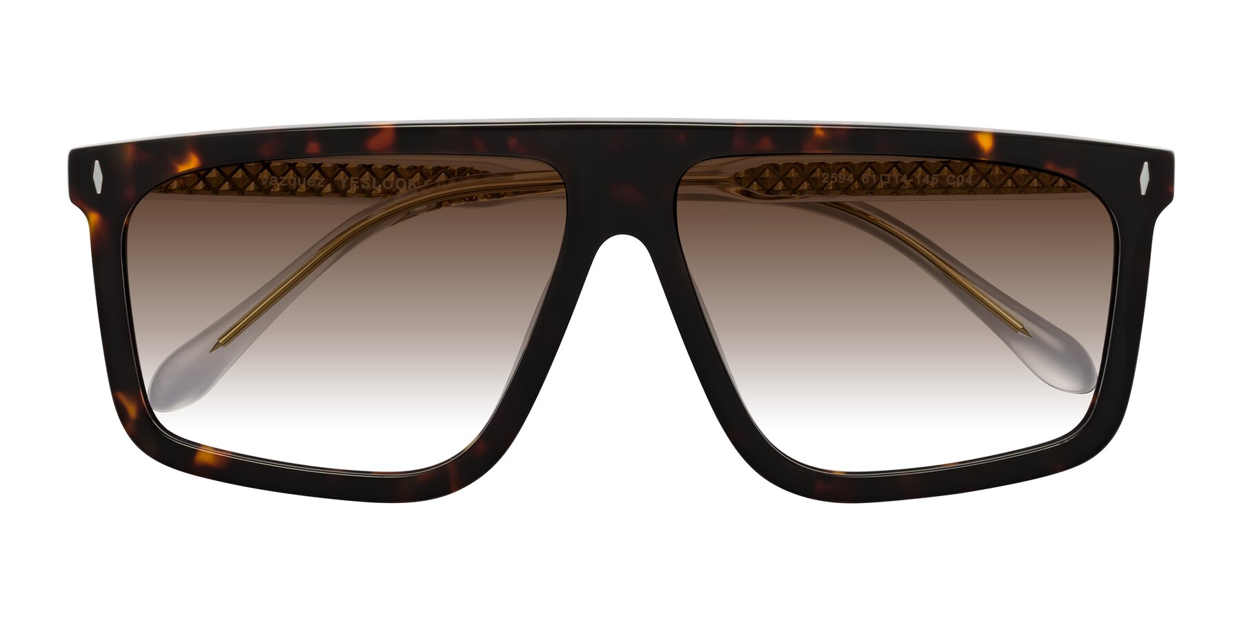 Folded Front of Vazquez in Tortoise/Gold with Brown Gradient Lenses