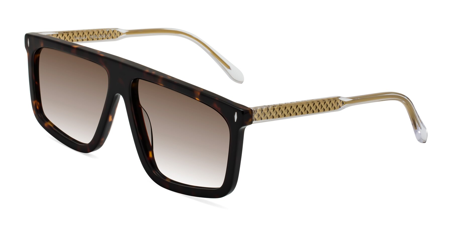 Angle of Vazquez in Tortoise/Gold with Brown Gradient Lenses