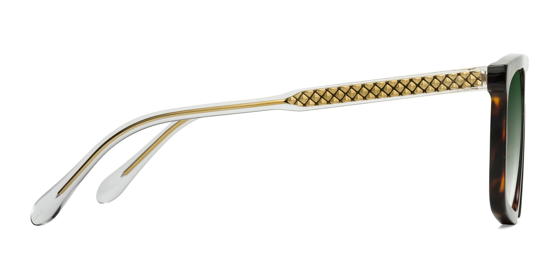 Side of Vazquez in Tortoise/Gold with Green Gradient Lenses