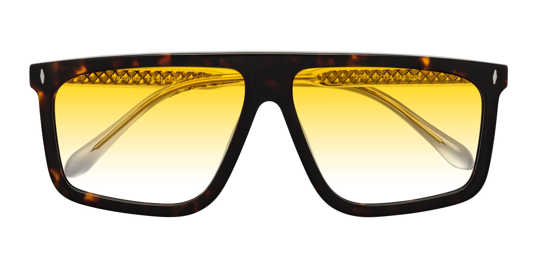 Folded Front of Vazquez in Tortoise/Gold with Yellow Gradient Lenses