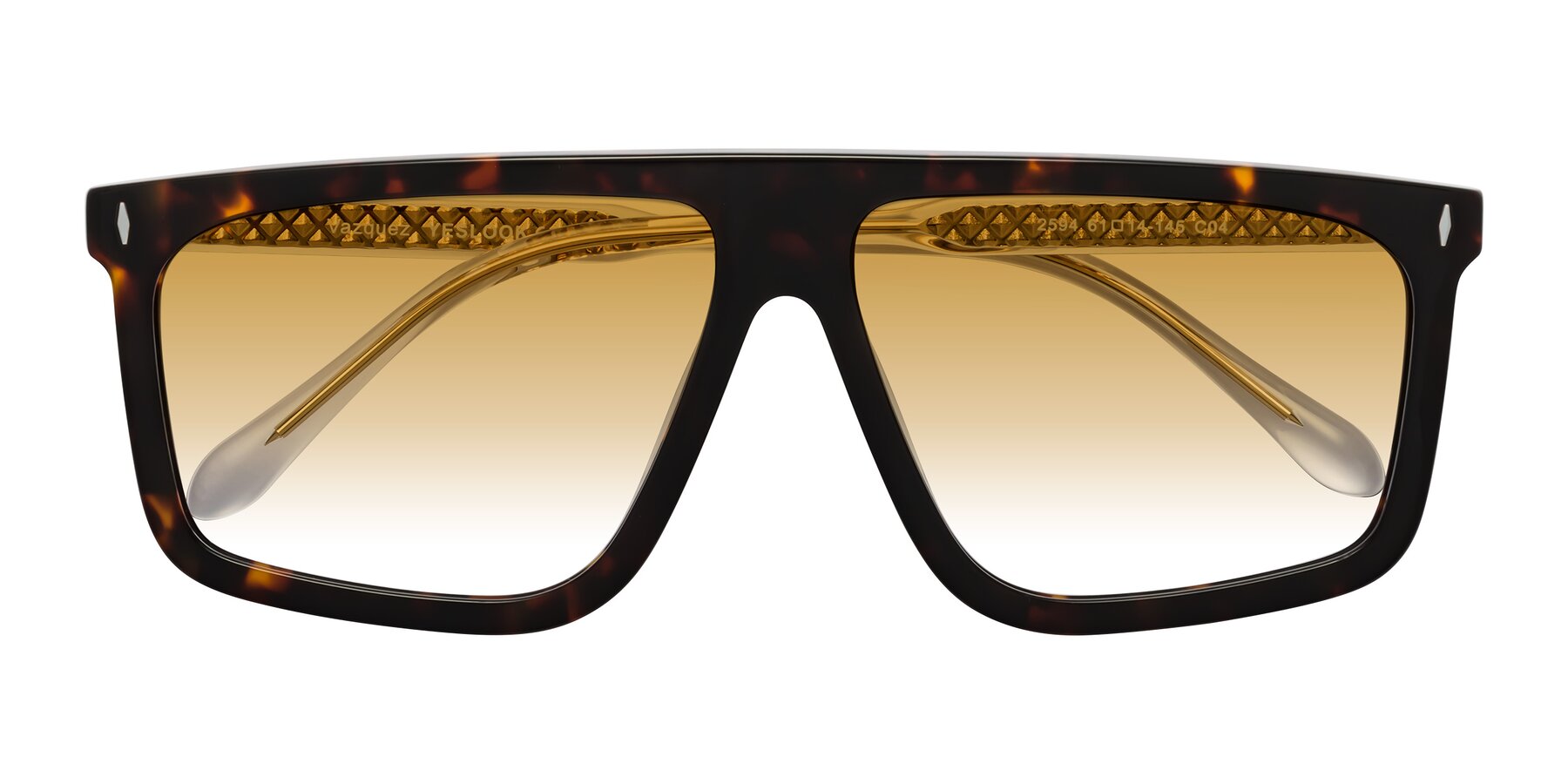 Folded Front of Vazquez in Tortoise/Gold with Champagne Gradient Lenses