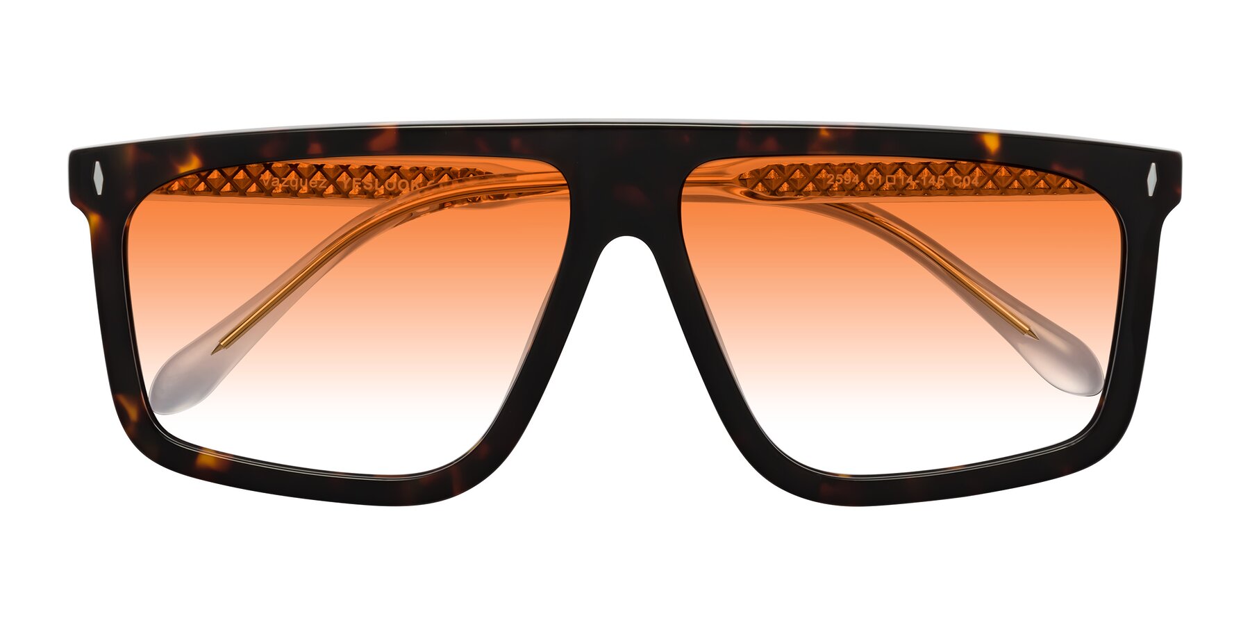 Folded Front of Vazquez in Tortoise/Gold with Orange Gradient Lenses