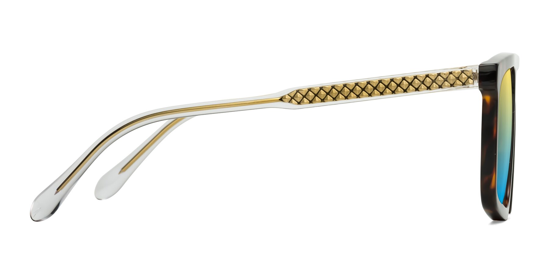 Side of Vazquez in Tortoise/Gold with Yellow / Blue Gradient Lenses