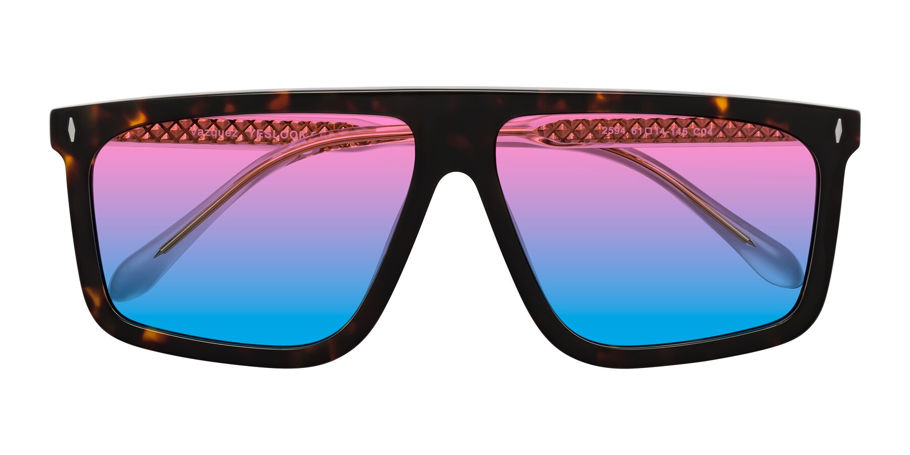 Folded Front of Vazquez in Tortoise/Gold with Pink / Blue Gradient Lenses