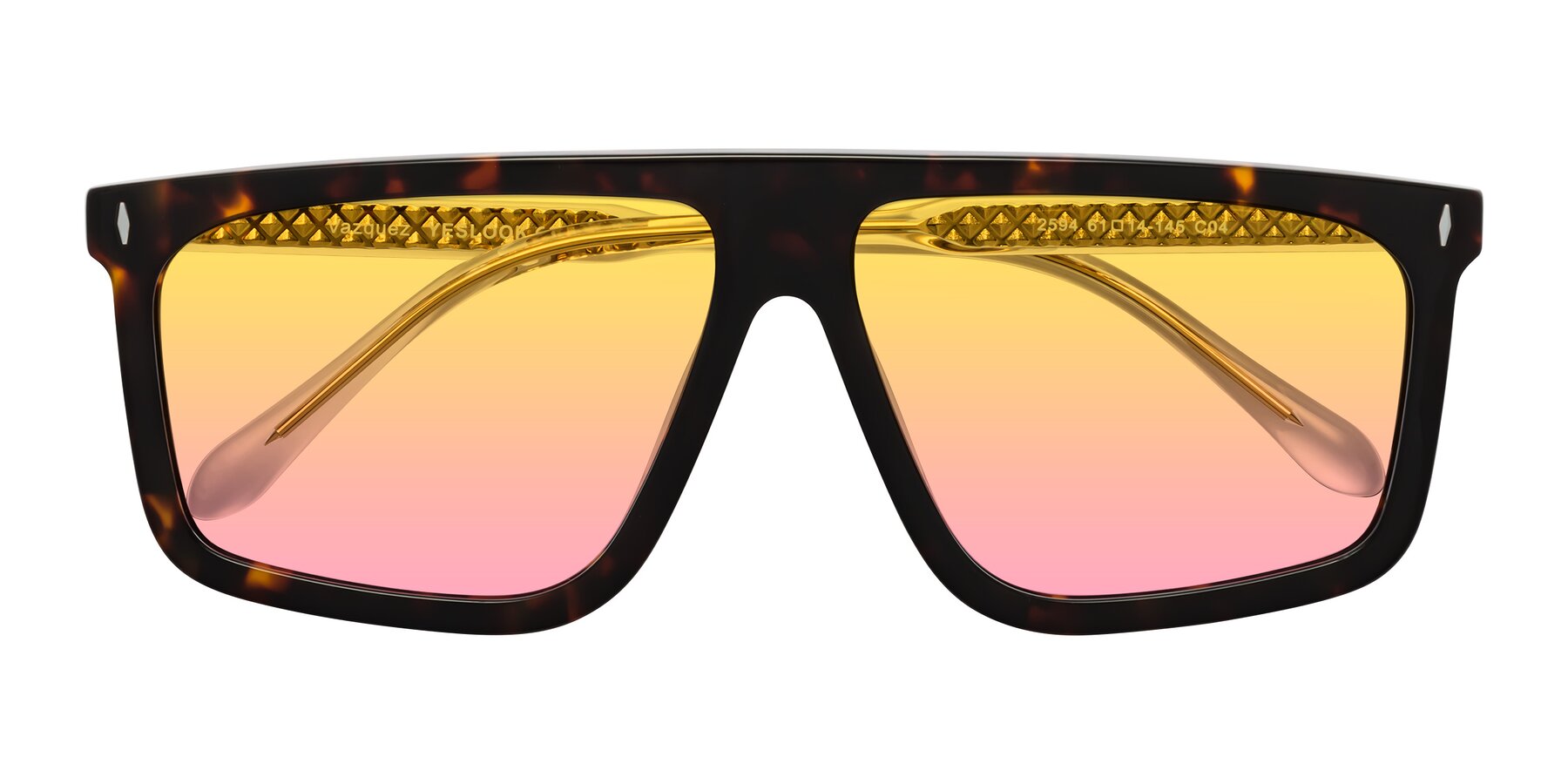 Folded Front of Vazquez in Tortoise/Gold with Yellow / Pink Gradient Lenses