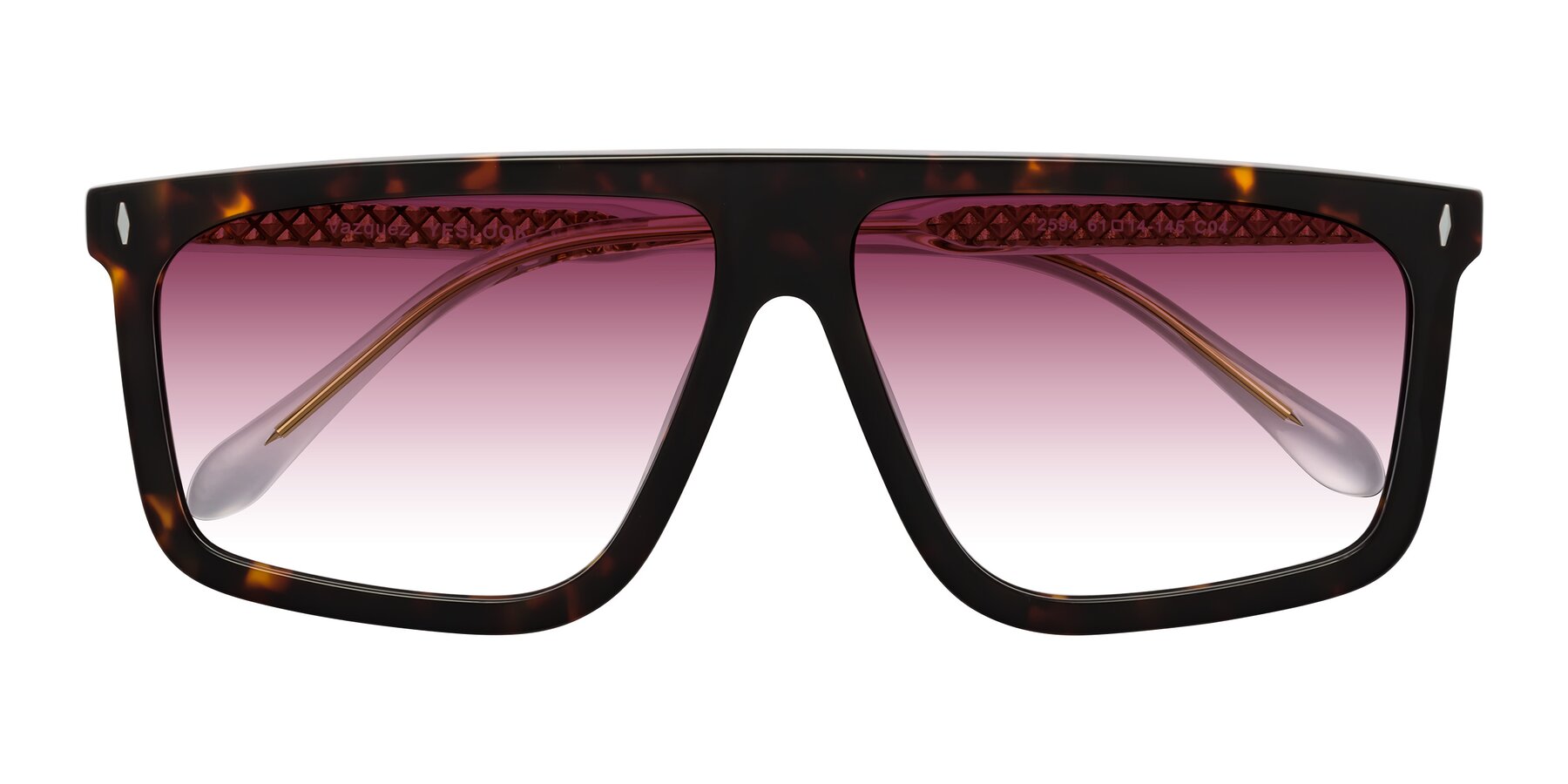 Folded Front of Vazquez in Tortoise/Gold with Wine Gradient Lenses