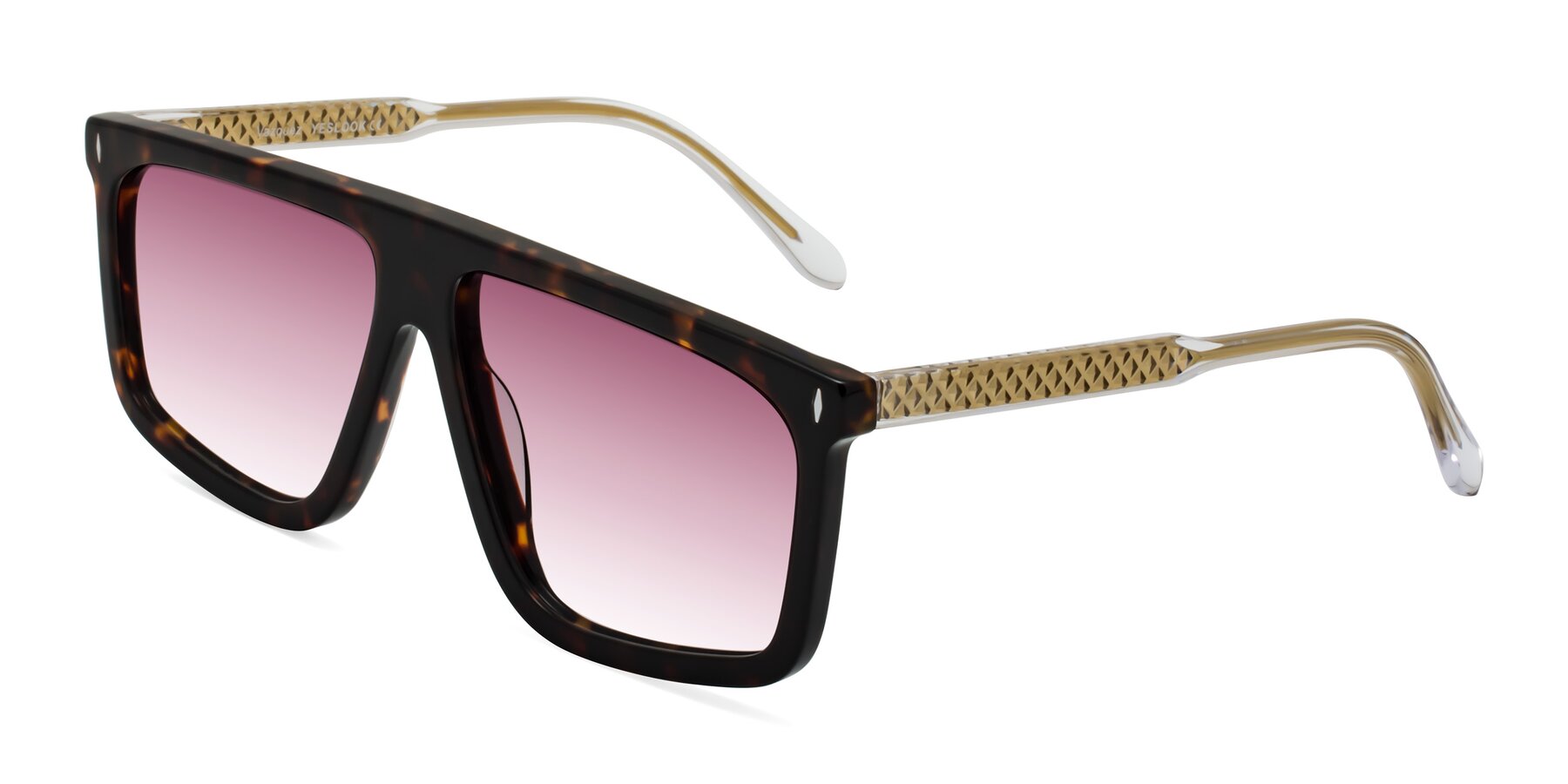 Angle of Vazquez in Tortoise/Gold with Wine Gradient Lenses