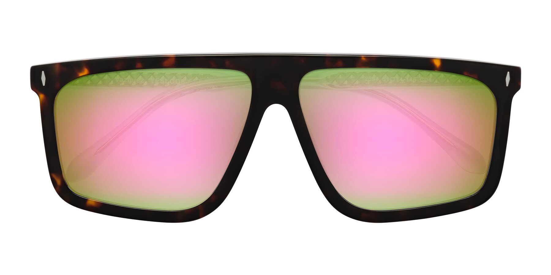 Folded Front of Vazquez in Tortoise/Gold with Pink Mirrored Lenses