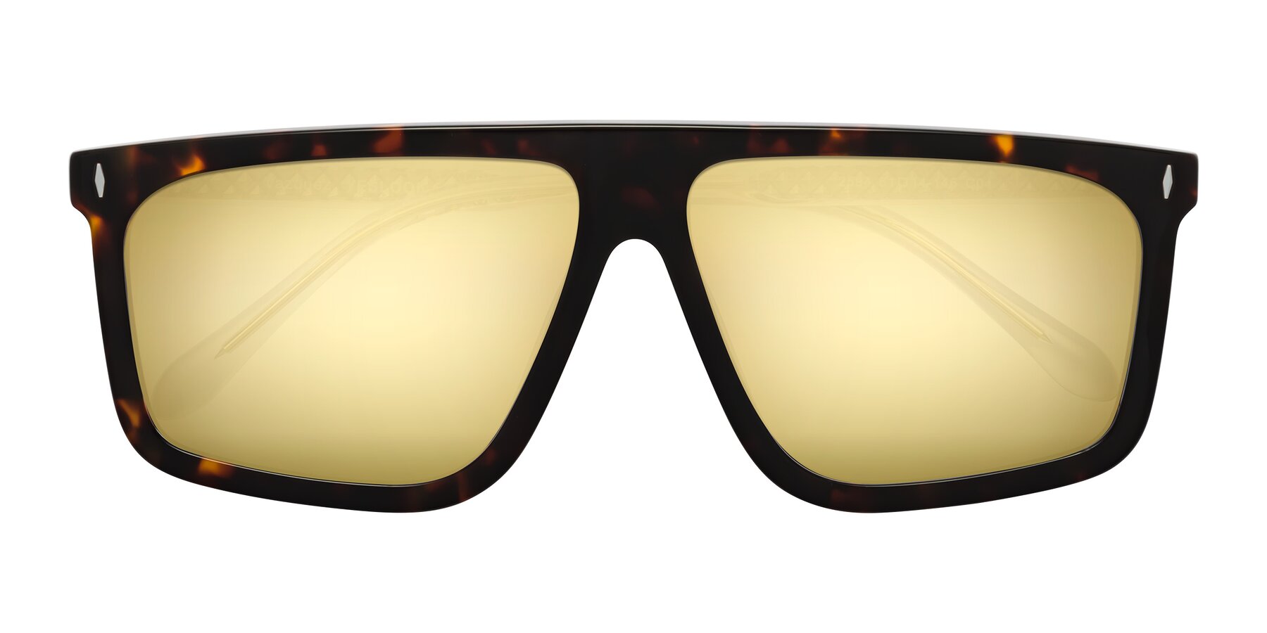 Folded Front of Vazquez in Tortoise/Gold with Gold Mirrored Lenses