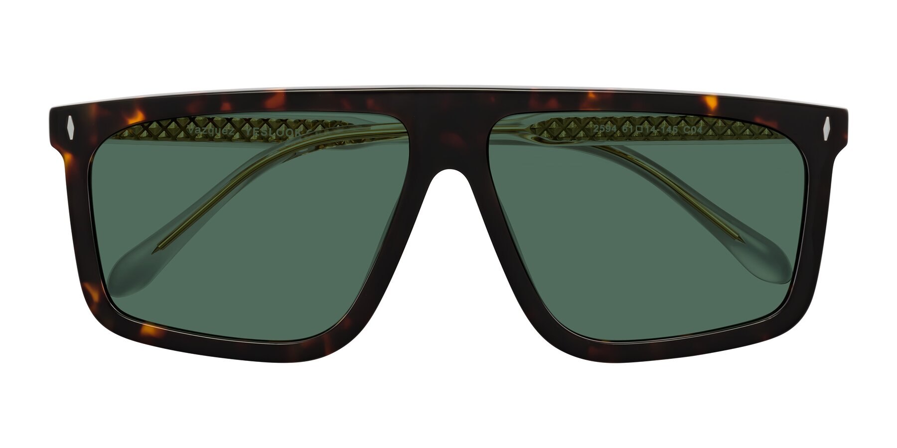 Folded Front of Vazquez in Tortoise/Gold with Green Polarized Lenses
