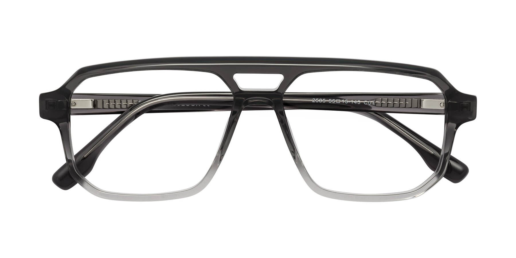 Folded Front of DeMiko in Gradient Gray with Clear Eyeglass Lenses