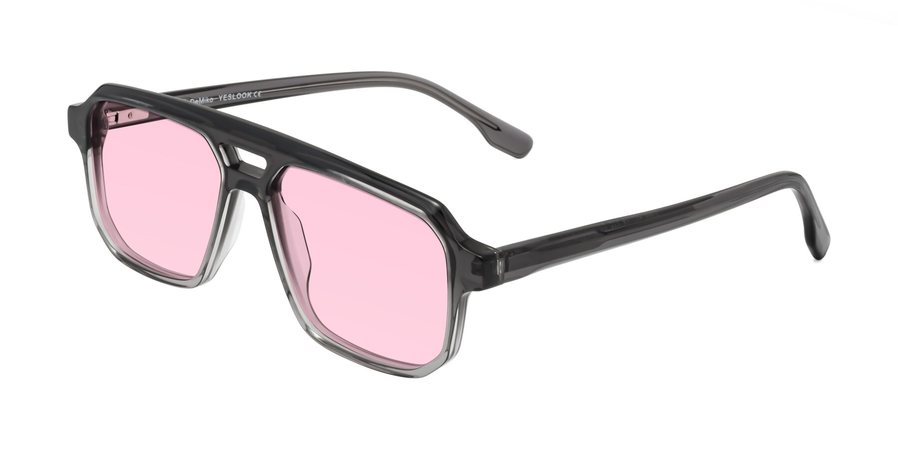 Angle of DeMiko in Gradient Gray with Light Pink Tinted Lenses