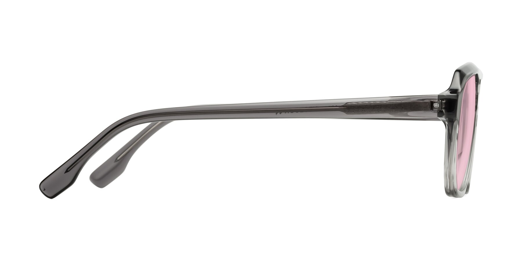 Side of DeMiko in Gradient Gray with Light Pink Tinted Lenses