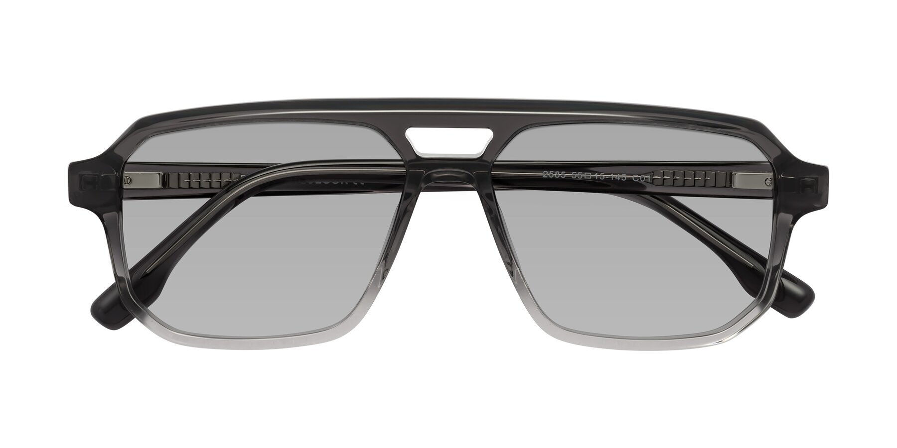 Folded Front of DeMiko in Gradient Gray with Light Gray Tinted Lenses