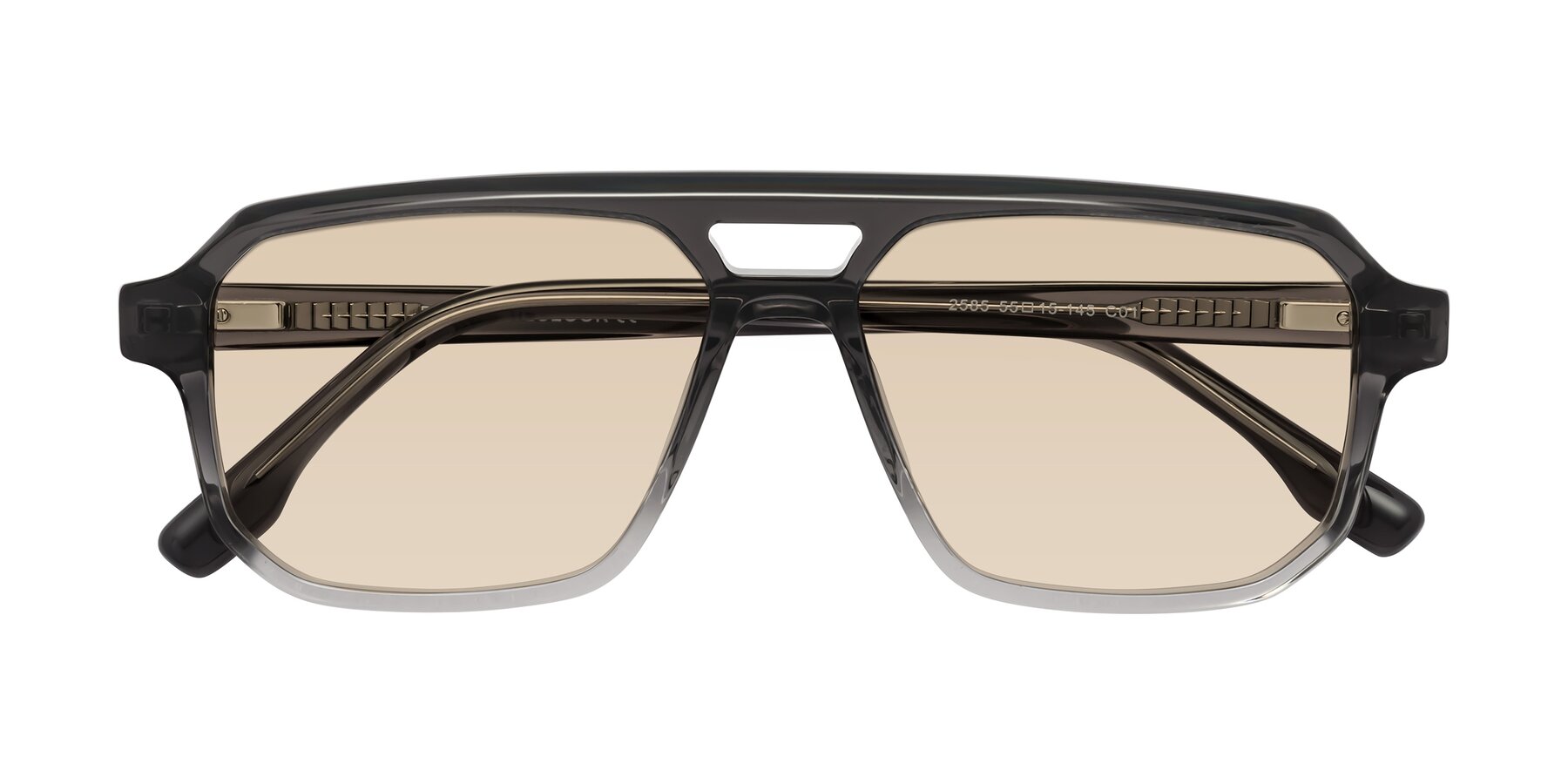 Folded Front of DeMiko in Gradient Gray with Light Brown Tinted Lenses