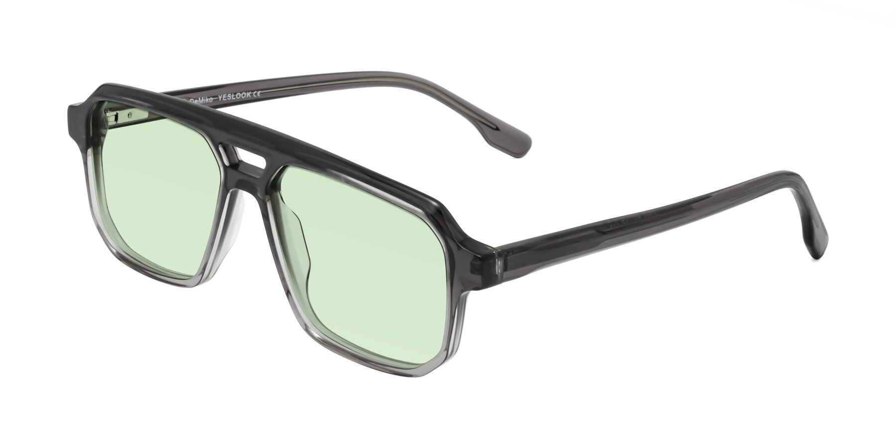 Angle of DeMiko in Gradient Gray with Light Green Tinted Lenses