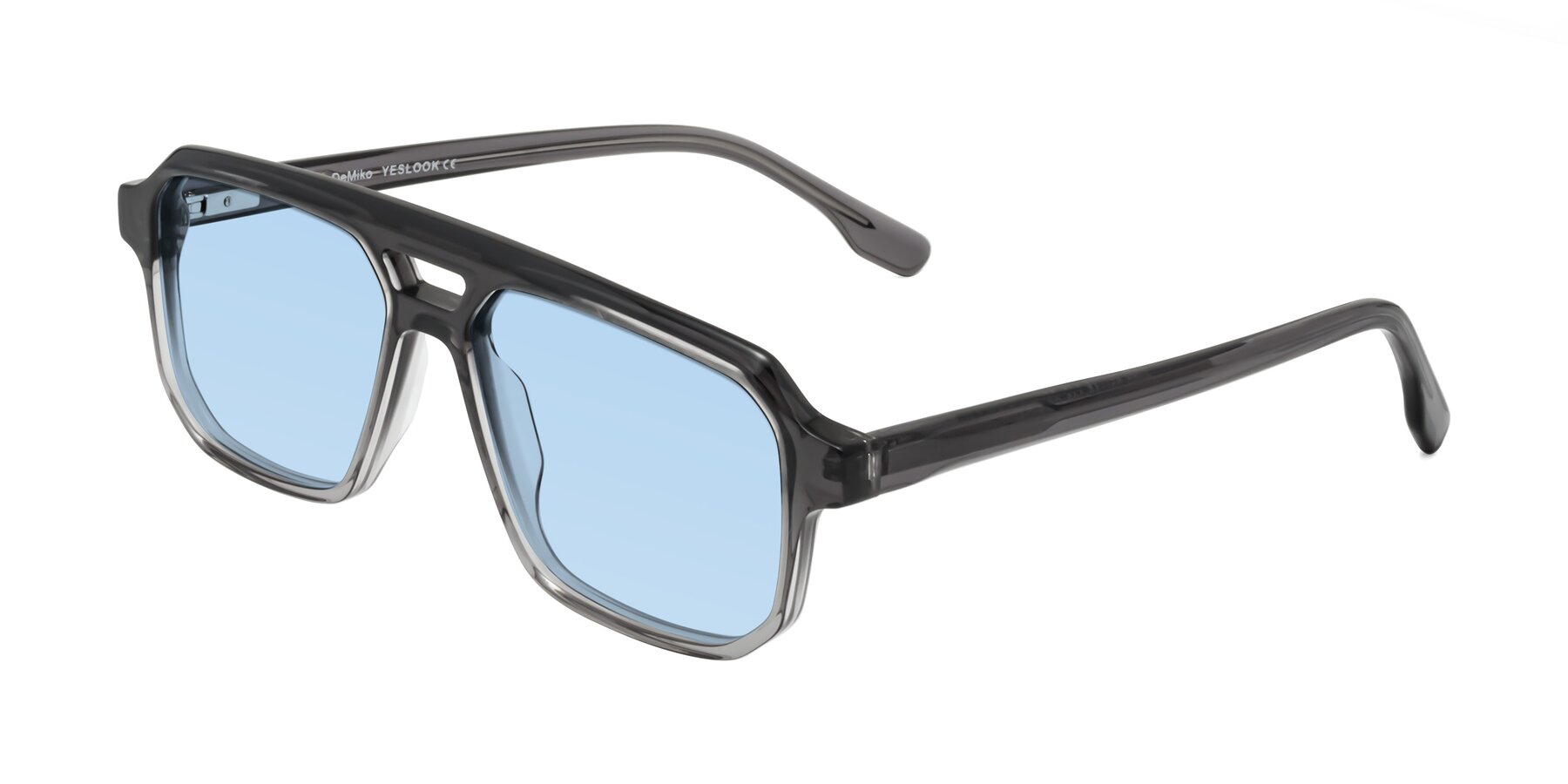 Angle of DeMiko in Gradient Gray with Light Blue Tinted Lenses