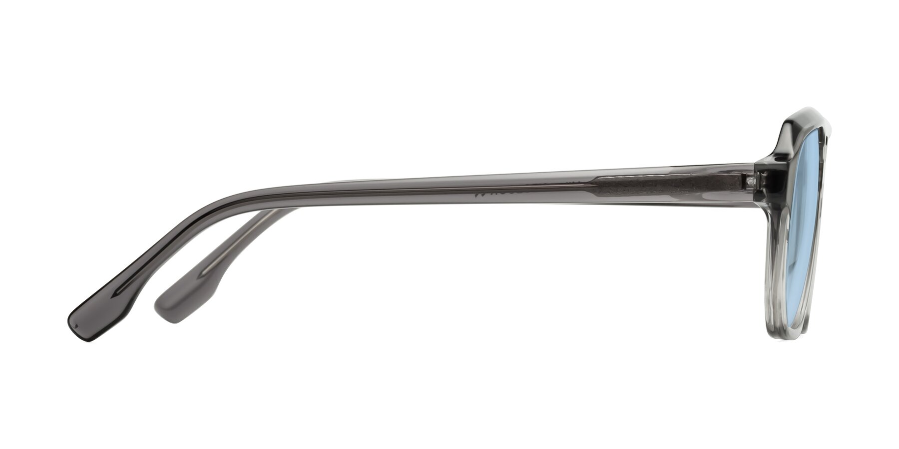 Side of DeMiko in Gradient Gray with Light Blue Tinted Lenses
