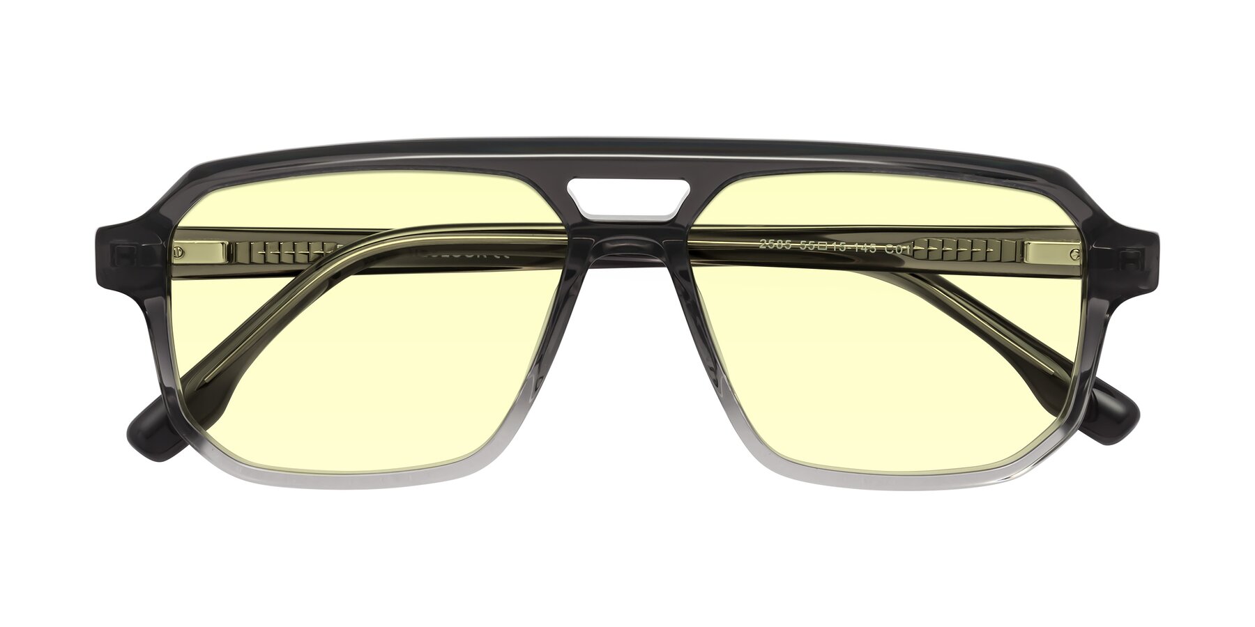 Folded Front of DeMiko in Gradient Gray with Light Yellow Tinted Lenses