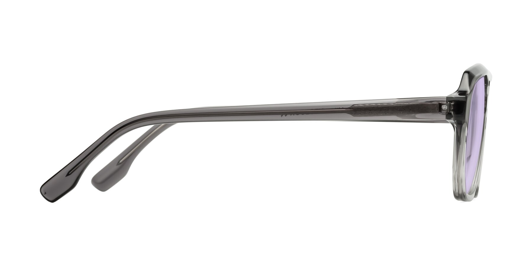 Side of DeMiko in Gradient Gray with Light Purple Tinted Lenses