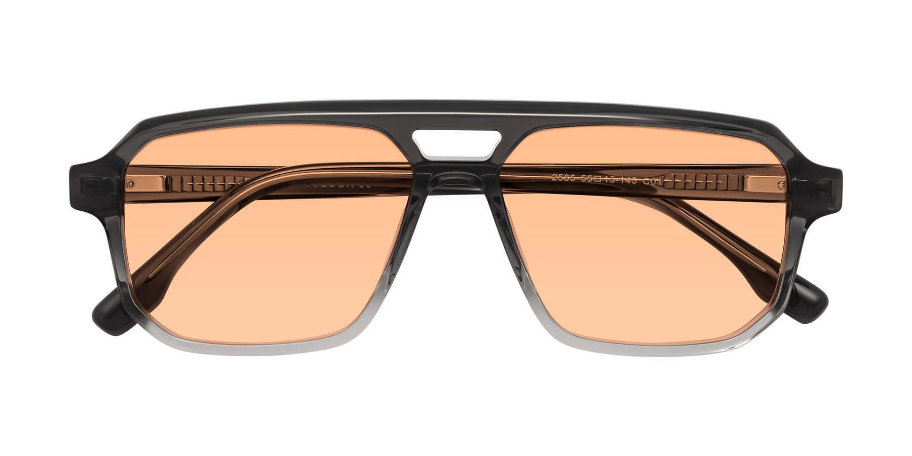 Folded Front of DeMiko in Gradient Gray with Light Orange Tinted Lenses