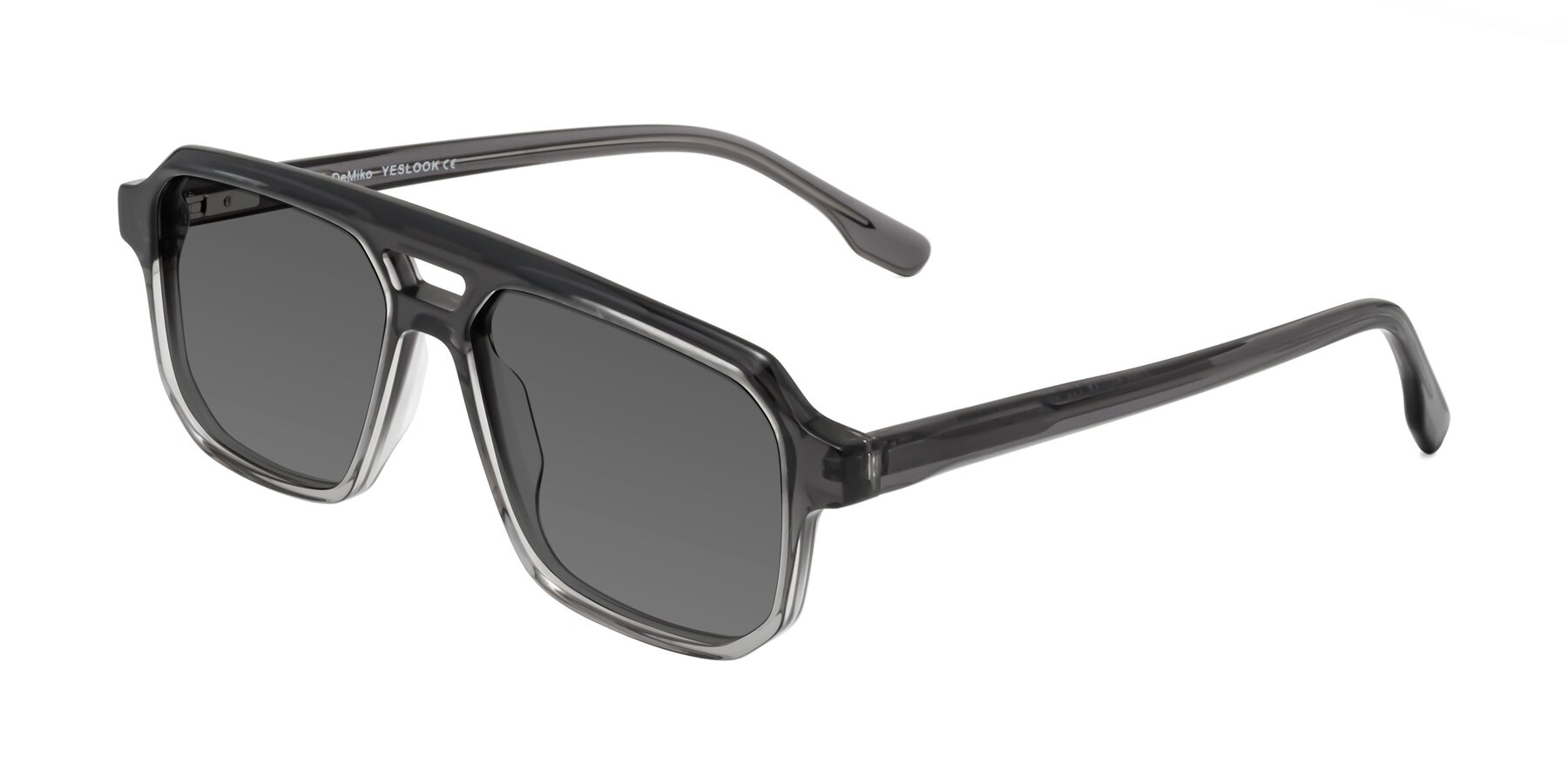 Angle of DeMiko in Gradient Gray with Medium Gray Tinted Lenses